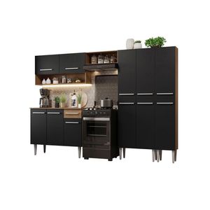 Armário De Cozinha Completa 261Cm Rustic/Preto