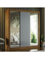 Guarda-roupa Casal 3 Portas Com Espelhos Rustic/Cinza