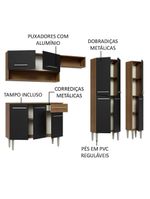 Armário De Cozinha Completa 261Cm Rustic/Preto