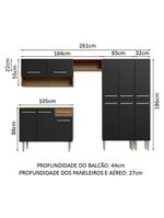 Armário De Cozinha Completa 261Cm Rustic/Preto