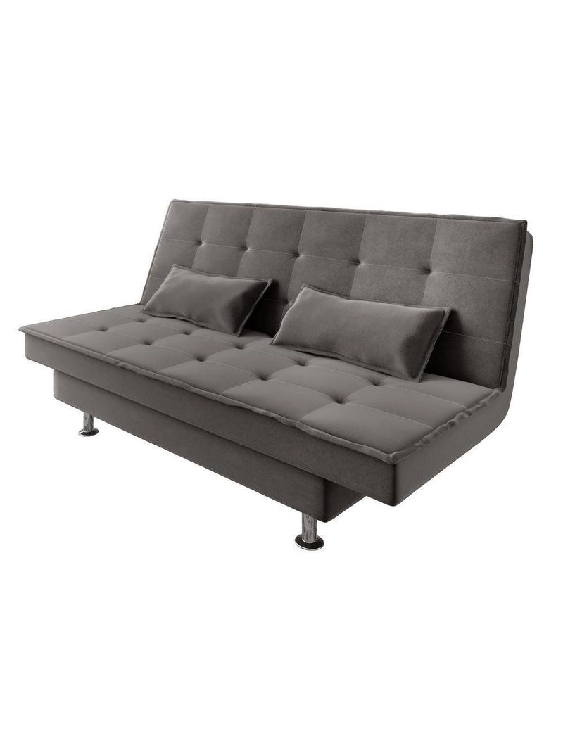 Sofá Cama 3 Lugares 1,84m Andradas Veludo Suede Cinza Mamflex Cinza