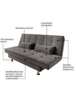 Sofá Cama 3 Lugares 1,84m Andradas Veludo Suede Cinza Mamflex Cinza