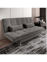 Sofá Cama 3 Lugares 1,84m Andradas Veludo Suede Cinza Mamflex Cinza