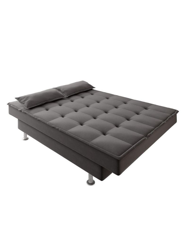 Sofá Cama 3 Lugares 1,84m Andradas Veludo Suede Cinza Mamflex Cinza