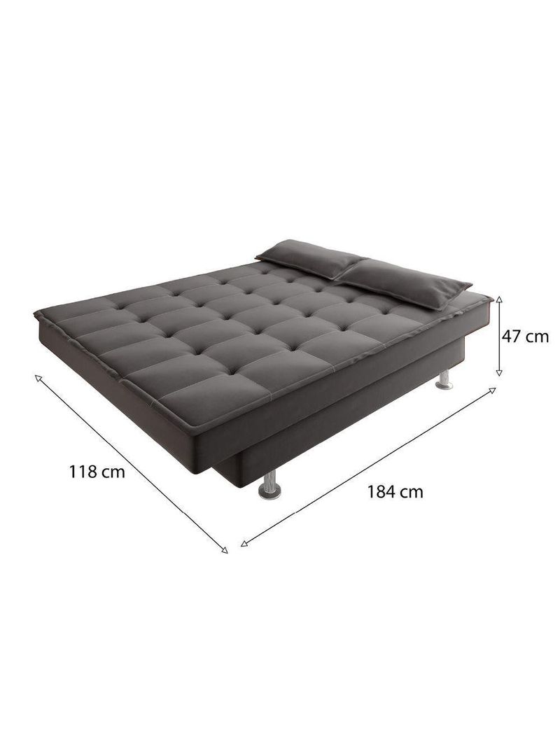 Sofá Cama 3 Lugares 1,84m Andradas Veludo Suede Cinza Mamflex Cinza