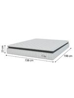 Cama Box Baú Colchão Casal Queen Molas Ensacadas City Pillow Top 158x198x64cm Branco-Preto Hellen Suporta até 110kg por Pessoa