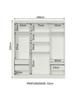 Guarda-roupa Casal Madesa Veneza 3 Portas De Correr De Espelhos Branco