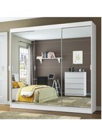 Guarda-roupa Casal Madesa Veneza 3 Portas De Correr De Espelhos Branco