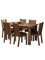 Conjunto Sala De Jantar Mesa Tampo De Madeira 6 Cadeiras Rustic Preto Analu Madesa