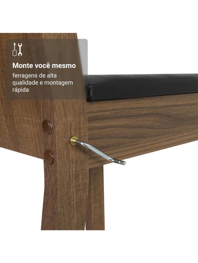 Conjunto Sala De Jantar Mesa Tampo De Madeira 6 Cadeiras Rustic Preto Analu Madesa