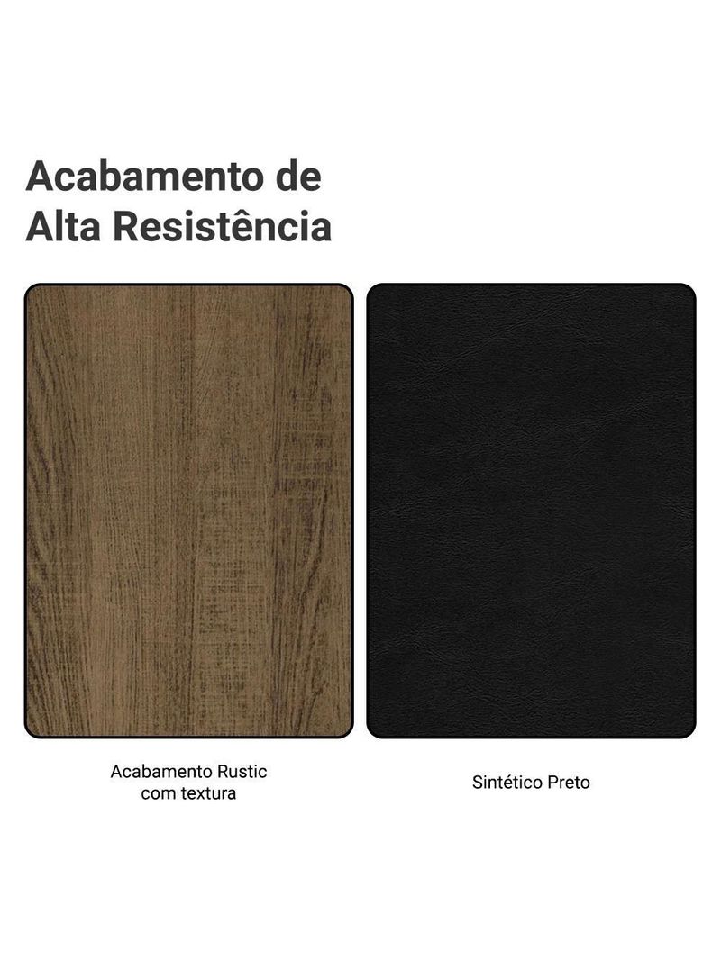 Conjunto Sala De Jantar Mesa Tampo De Madeira 6 Cadeiras Rustic Preto Analu Madesa