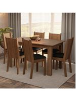 Conjunto Sala De Jantar Mesa Tampo De Madeira 6 Cadeiras Rustic Preto Analu Madesa