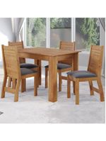 Conjunto De Mesa Sala De Jantar Place 1,10m 4 Cadeiras Veludo Viero Madeirado / Cinza