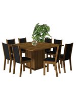 Conjunto Sala de Jantar Mesa Tampo de Madeira com 8 Cadeiras Marisa Madesa – Rustic/Preto