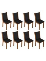 Conjunto Sala de Jantar Mesa Tampo de Madeira com 8 Cadeiras Marisa Madesa – Rustic/Preto