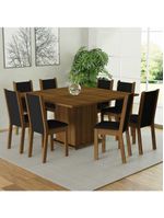 Conjunto Sala de Jantar Mesa Tampo de Madeira com 8 Cadeiras Marisa Madesa – Rustic/Preto