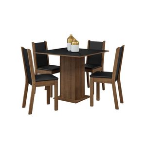 Conjunto Sala de Jantar Mesa com 4 Cadeiras Rustic/Preto – Briana Madesa