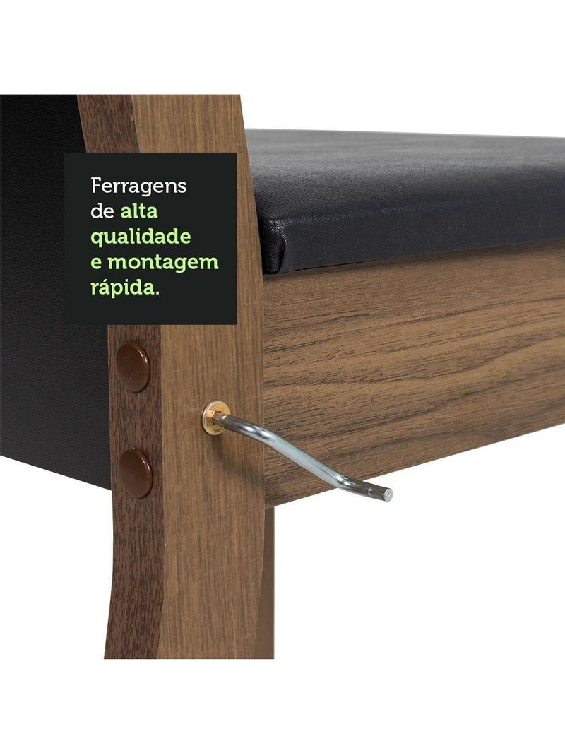 Conjunto Sala de Jantar Mesa com 4 Cadeiras Rustic/Preto – Briana Madesa