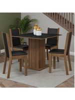 Conjunto Sala de Jantar Mesa com 4 Cadeiras Rustic/Preto – Briana Madesa