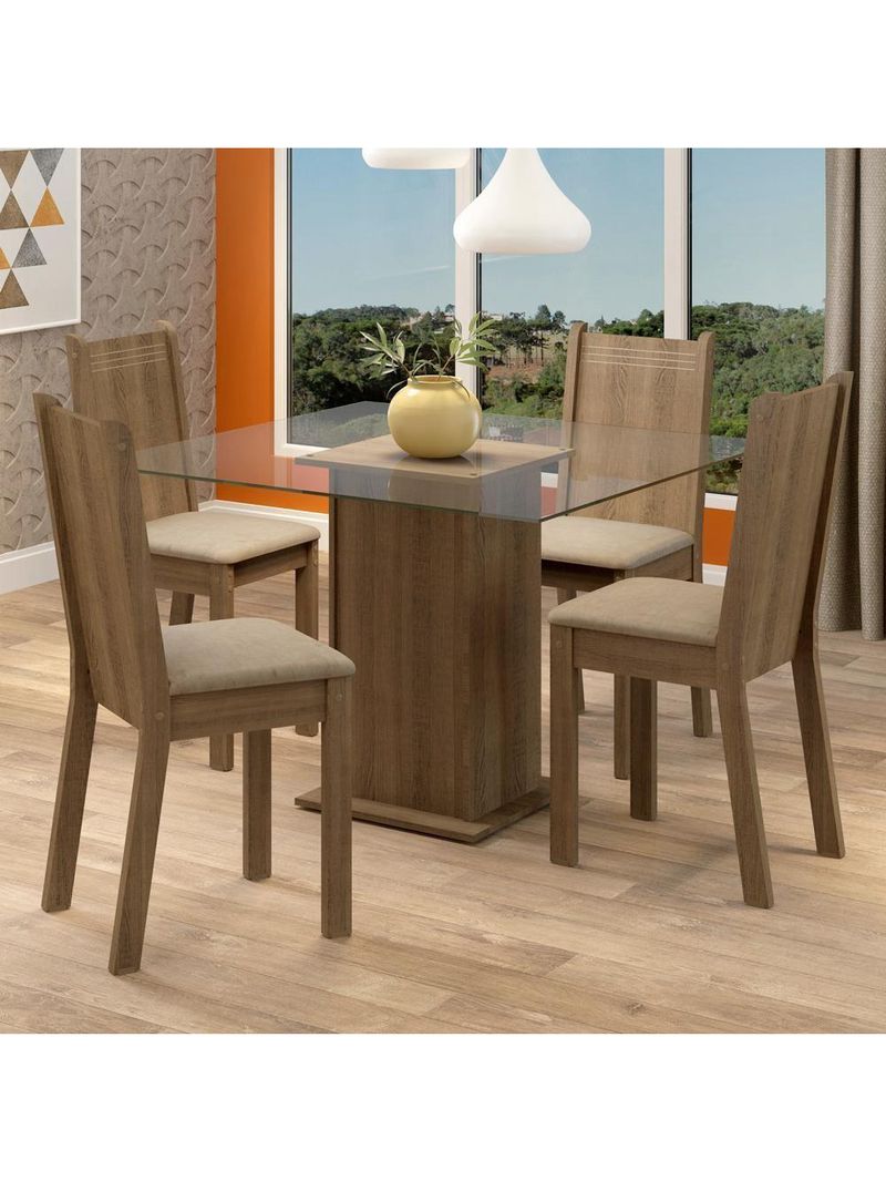 Conjunto Sala de Jantar Maya Mesa com 4 Cadeiras – Madesa