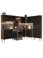 Armário De Cozinha Completa De Canto 417cm Rustic/Preto Emilly Madesa 02