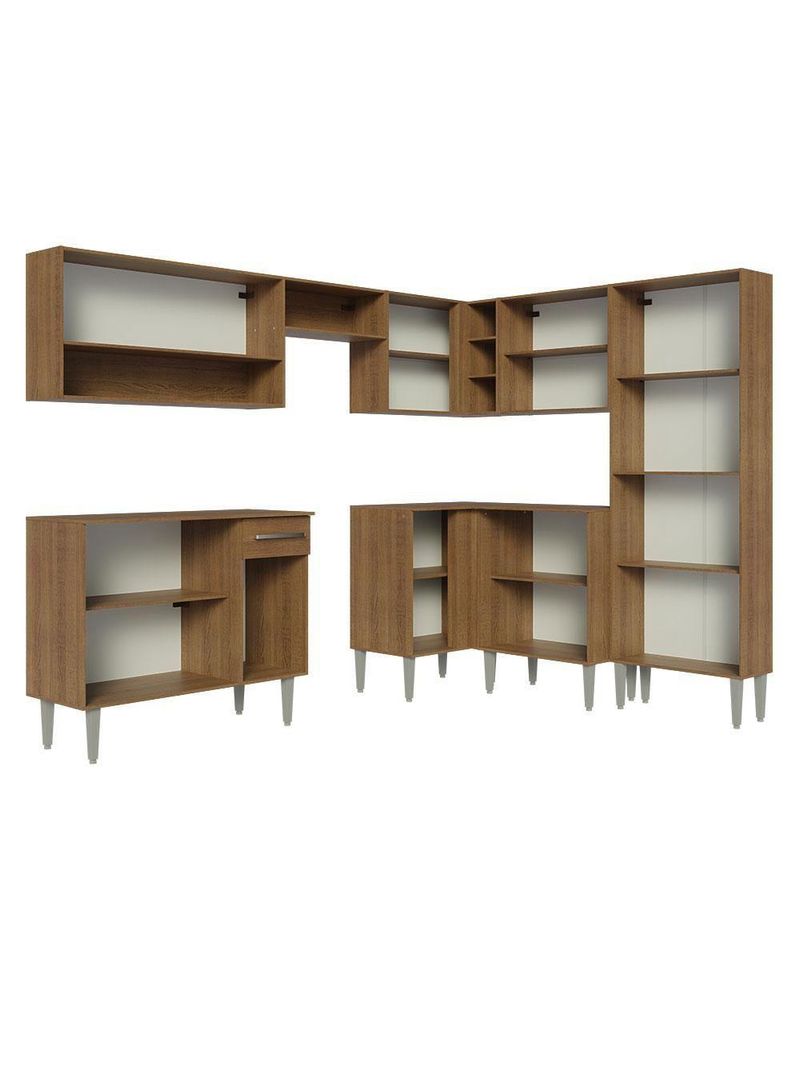 Armário De Cozinha Completa De Canto 417cm Rustic/Preto Emilly Madesa 02