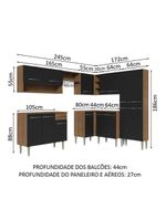 Armário De Cozinha Completa De Canto 417cm Rustic/Preto Emilly Madesa 02