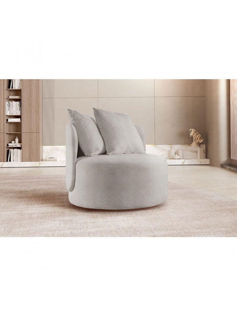 Poltrona Redonda Orgânica Moon linho Cinza 101