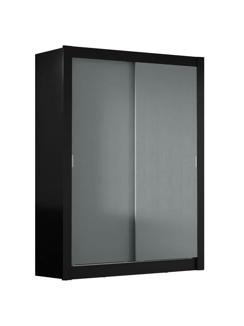 Guarda-roupa Solteiro 2 Portas Preto/Cinza Preto/Cinza