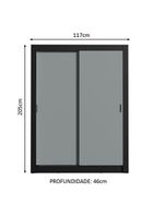 Guarda-roupa Solteiro 2 Portas Preto/Cinza Preto/Cinza