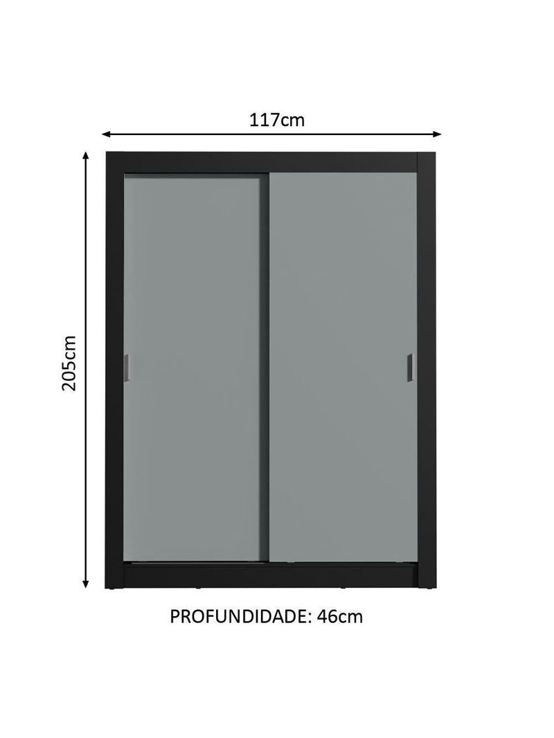 Guarda-roupa Solteiro 2 Portas Preto/Cinza Preto/Cinza