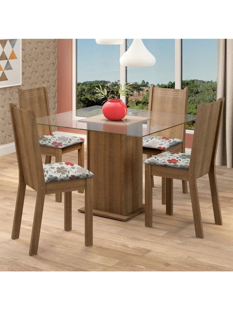 Conjunto Sala de Jantar Maya Mesa 4 Cadeiras Madesa