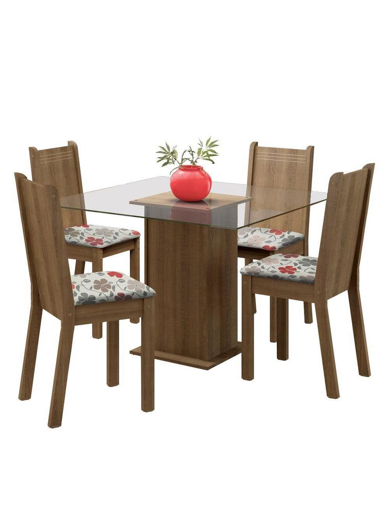 Conjunto Sala de Jantar Maya Mesa 4 Cadeiras Madesa