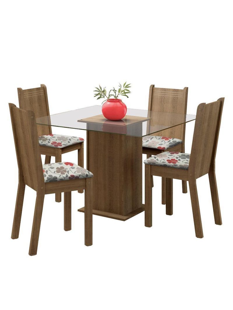 Conjunto Sala de Jantar Maya Mesa 4 Cadeiras Madesa