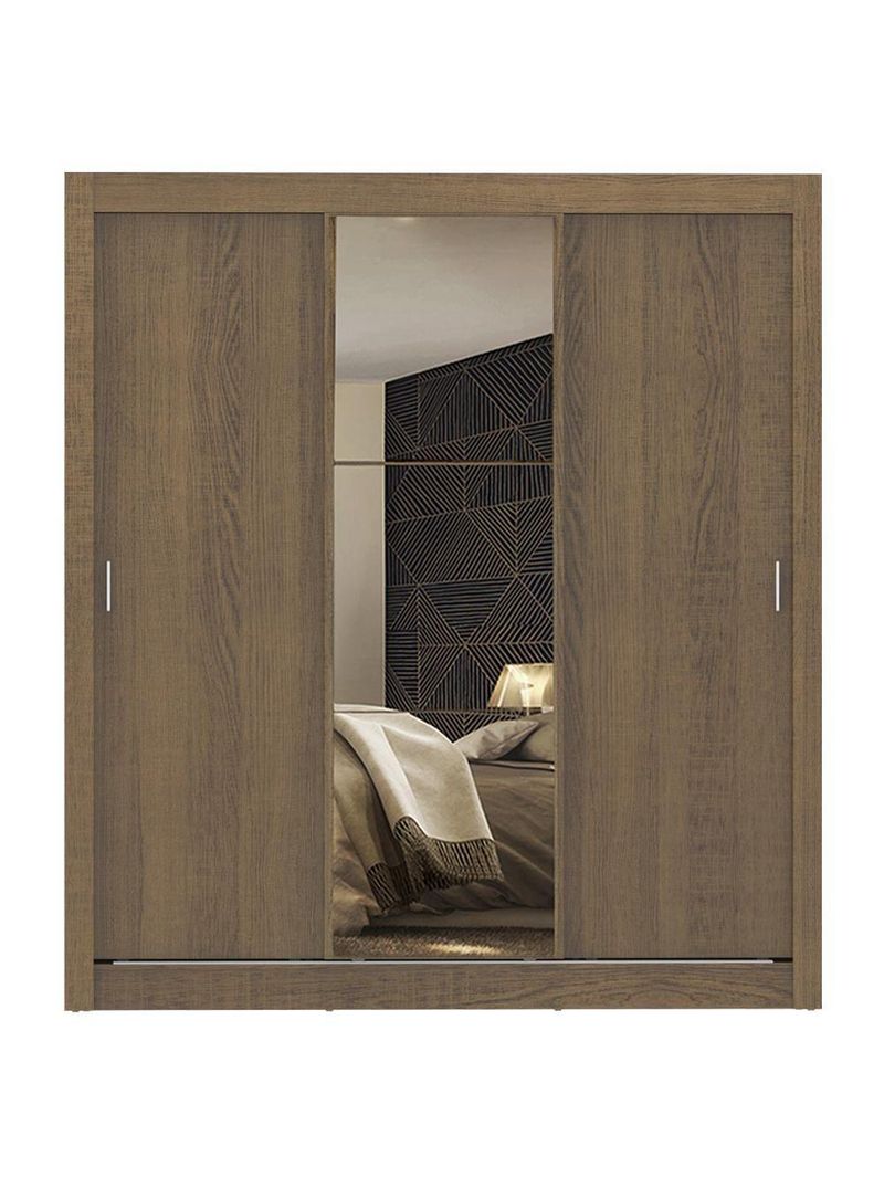 Guarda-Roupa Mônaco 3 Portas de Correr com 1 Espelho – Rustic | Madesa