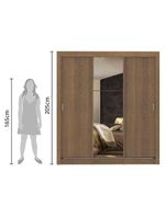 Guarda-Roupa Mônaco 3 Portas de Correr com 1 Espelho – Rustic | Madesa