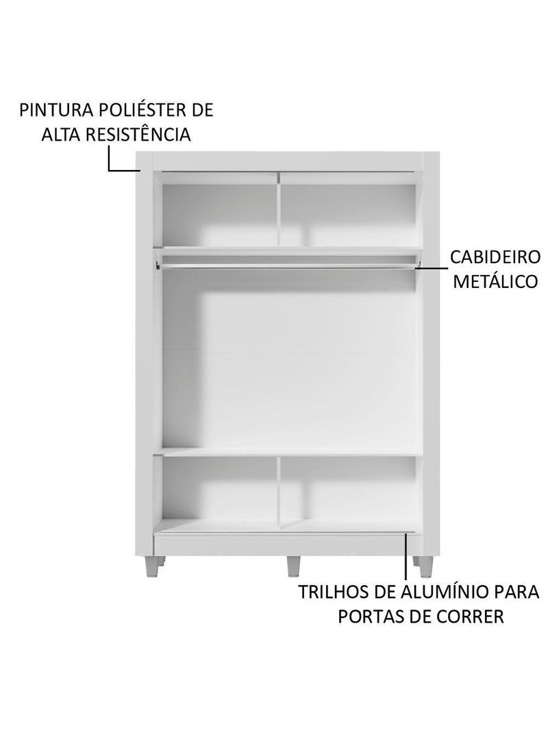 Guarda-roupa Solteiro Madesa Denver 2 Portas Correr Espelho