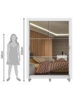 Guarda-roupa Solteiro Madesa Denver 2 Portas Correr Espelho