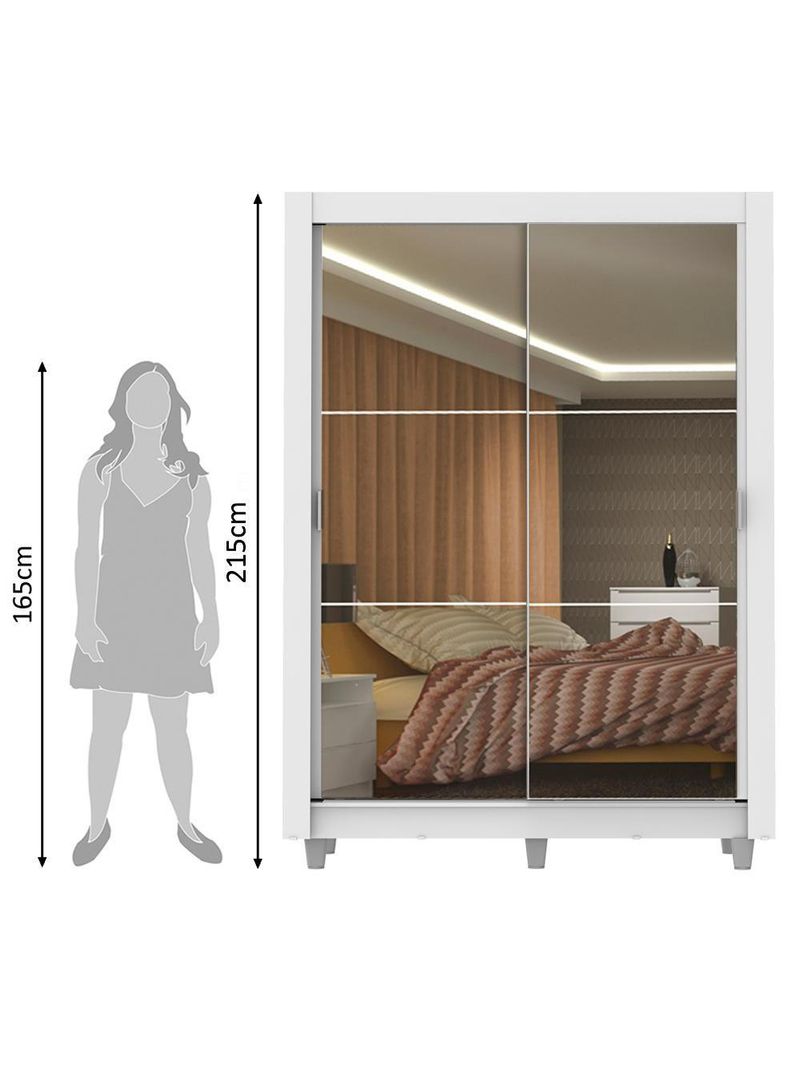 Guarda-roupa Solteiro Madesa Denver 2 Portas Correr Espelho