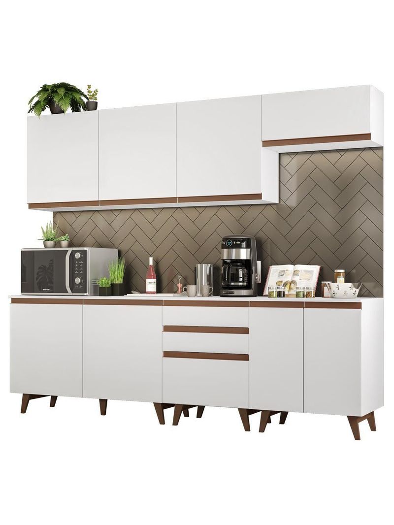 Cozinha Completa Reims com Armário e Balcão Branco Madesa