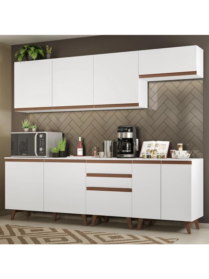 Cozinha Completa Reims com Armário e Balcão Branco Madesa