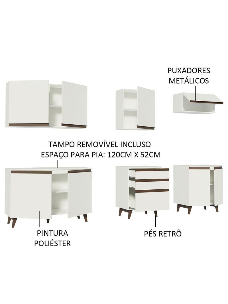 Cozinha Completa Reims com Armário e Balcão Branco Madesa