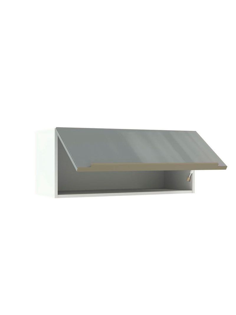 Armário Aéreo Lux 80cm 1 Porta Basculante Branco Cinza