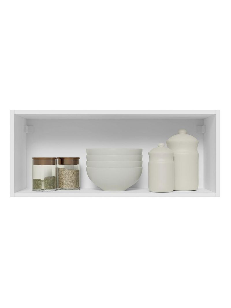 Armário Aéreo Lux 80cm 1 Porta Basculante Branco Cinza