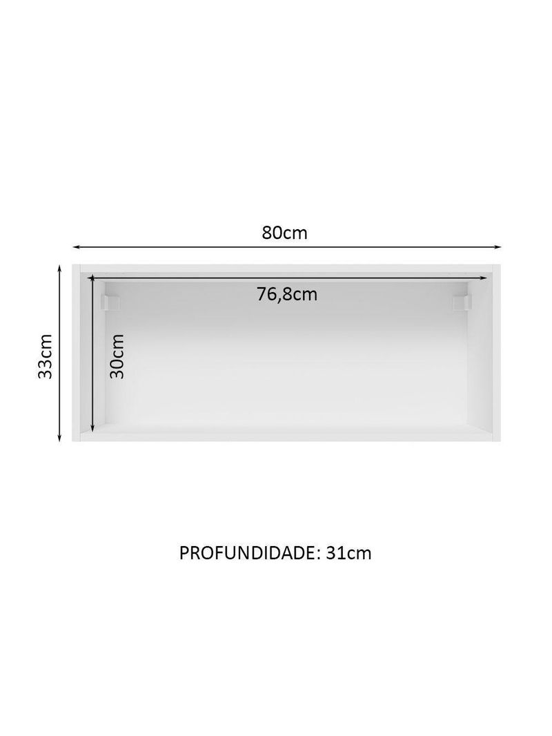 Armário Aéreo Lux 80cm 1 Porta Basculante Branco Cinza