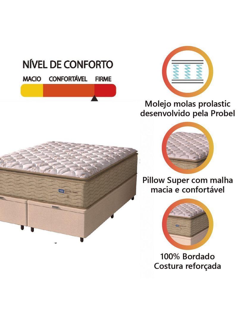 Cama Box Baú Colchão Queen Probel Molas Guarda Costas