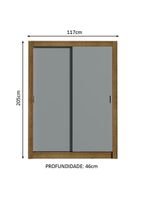 Guarda-roupa Solteiro 2 Portas Rustic/Cinza