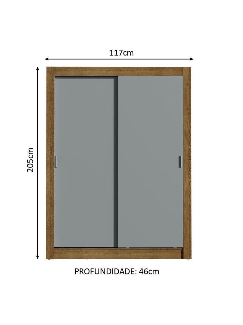 Guarda-roupa Solteiro 2 Portas Rustic/Cinza