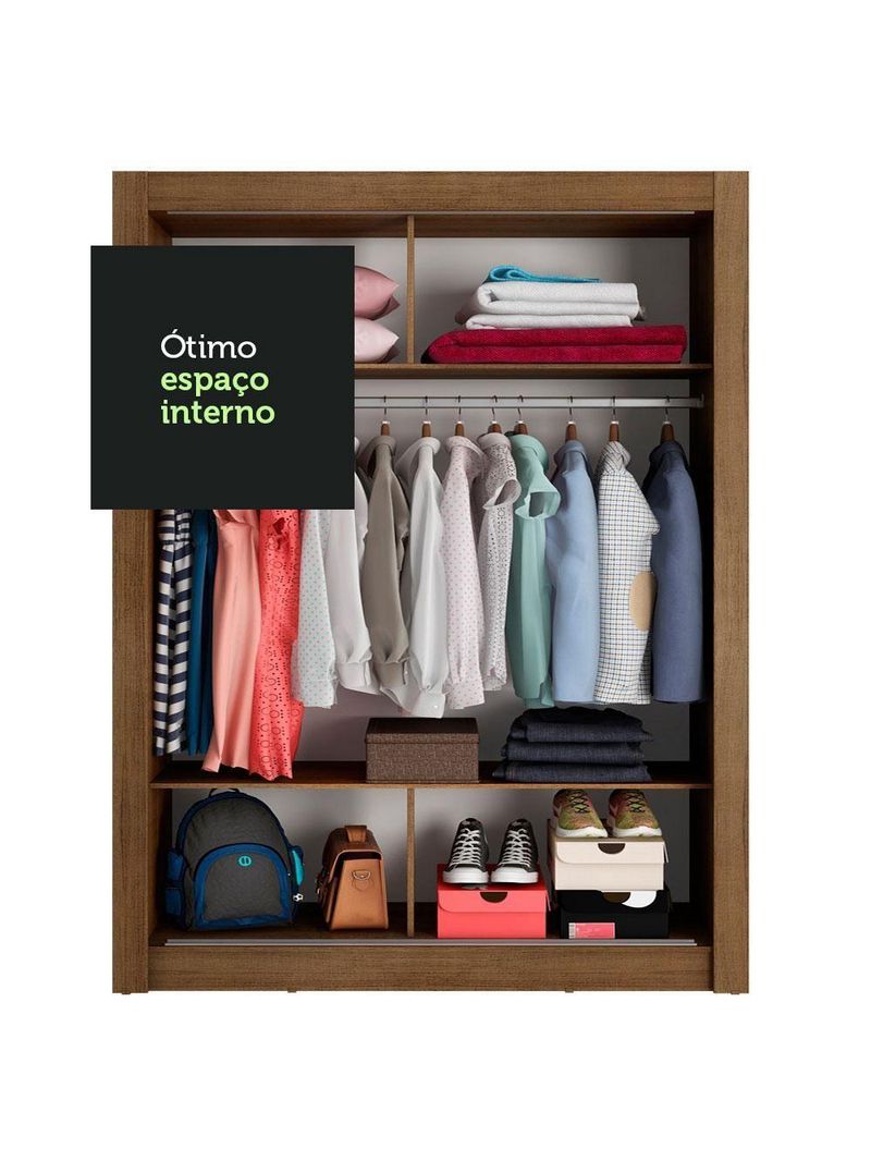 Guarda-roupa Solteiro 2 Portas Rustic/Cinza