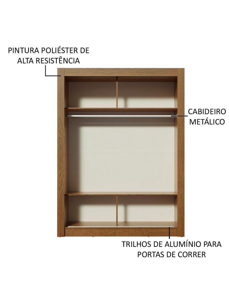 Guarda-roupa Solteiro 2 Portas Rustic/Cinza